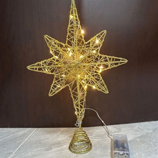 LED-nordstjerne med glimmer til juletræ – guld eller sølv